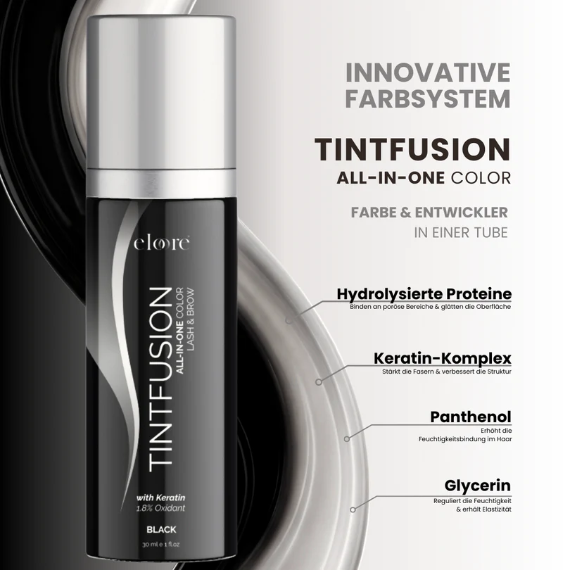 Augenbrauen- & Wimpernfarbe Black – TINTFUSION All-in-One mit Keratin | eloore® – Bild 2